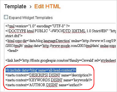 Cara Memeasukkan Meta Tag Blog