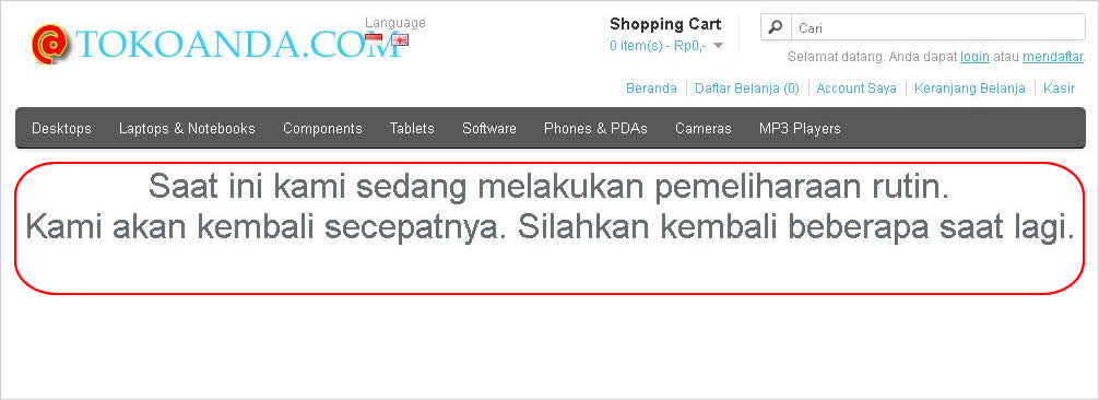 Cara Setting Mode Offline Opencart