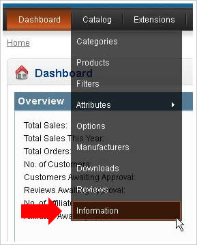 cara menambahkan menu Informasi Opencart