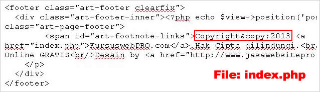 Cara Merubah Footer Copyright secara Otomatis