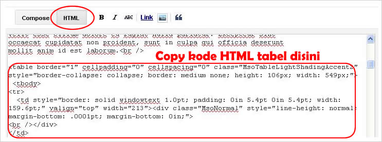 Cara memasukkan tabel microsoft word ke postingan blog