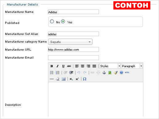 Cara menambahkan manufacturer toko online virtuemart